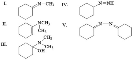 Which of the following is an enamine?   A) I B) II C) III D) IV E) V