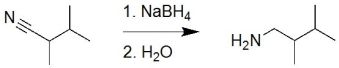 In the following reduction reaction,how many hydride ions are added to the electrophilic carbon of the nitrile?   A) 1 B) 2 C) 3 D) 4 E) 5