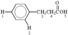 Which of the labeled hydrogen atoms in the following structure is the most acidic?   A) 1 B) 2 C) 3 D) 4 E) 5