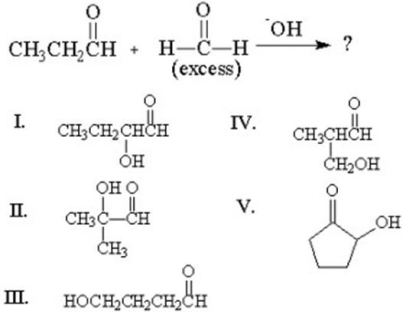 What is the major organic product of the following addition?   A) I B) II C) III D) IV E) V
