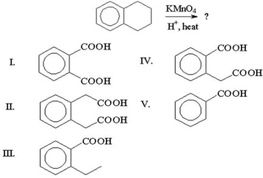 What is the major product of the following reaction?   A) I B) II C) III D) IV E) V