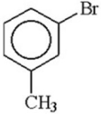 What is the name of the following compound?   A) m-bromomethylbenzene B) m-bromotoluene C) 3-bromotoluene D) A and B E) B and C