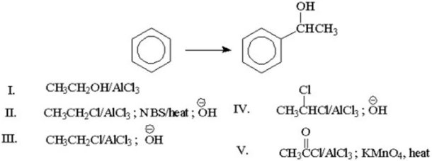 What is the best method for carrying out the following reaction?   A) I B) II C) III D) IV E) V