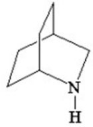 What is the systematic name of the following compound?   A) 1-azabicyclo[2.2.2]heptane B) 2-azatricyclo[2.2.2]heptane C) 2-azabicyclo[2.2.2]octane D) 2-azabicyclo[2.2.2]heptane E) 2-azabicyclo[2.2.0]octane