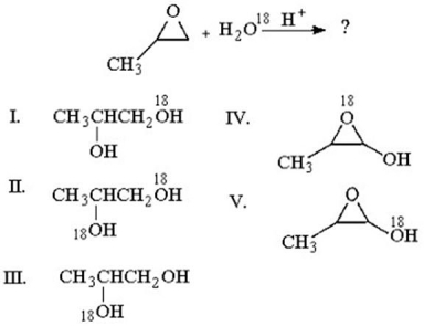 What is the major product of the following reaction?   A) I B) II C) III D) IV E) V