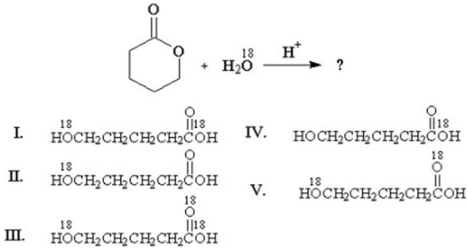 What is the product of the following reaction?   A) I B) II C) III D) IV E) V