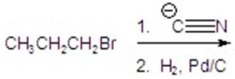 Give the major product for the following reaction.   A) CH<sub>3</sub>CH<sub>2</sub>NH<sub>2</sub> B) CH<sub>3</sub>CH<sub>2</sub>CH<sub>2</sub>NH<sub>2</sub> C) CH<sub>3</sub>CH<sub>2</sub>CH<sub>2</sub>NHNH<sub>2</sub> D) CH<sub>3</sub>CH<sub>2</sub>CH<sub>2</sub>N   NH E) CH<sub>3</sub>CH<sub>2</sub>CH<sub>2</sub>CH<sub>2</sub>NH<sub>2</sub>