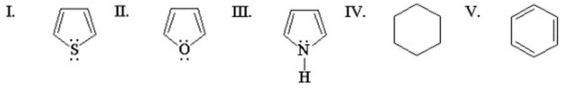 Which of the following compounds is the most reactive toward electrophilic aromatic substitution?   A) I B) II C) III D) IV E) V