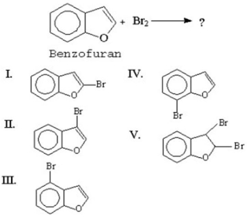 What is the major product of the following reaction?   A) I B) II C) III D) IV E) V