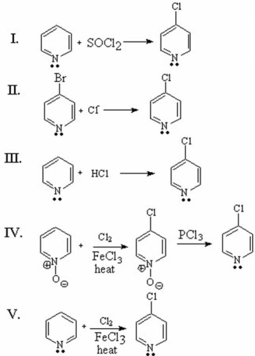 Which of the following is the best method for preparing the following compound?     A) I B) II C) III D) IV E) V