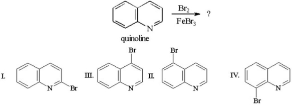 What are the products of the following reaction?   A) I and II B) I and III C) II and IV D) II and III E) III and IV