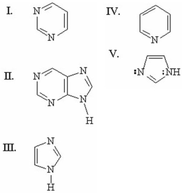 Which of the following is the structure of purine?   A) I B) II C) III D) IV E) V