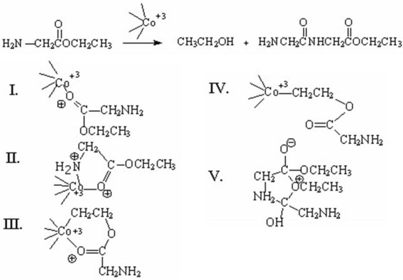 Which of the following is an intermediate in the metal-ion catalyzed reaction shown below?   A) I B) II C) III D) IV E) V