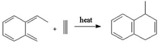 Which of the following pericyclic reactions best describes the following reaction?   A) nucleophilic B) electrocyclic C) radical D) sigmatropic E) cycloaddition