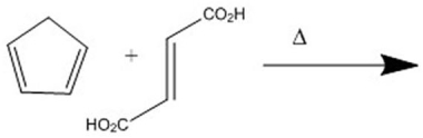 Provide the major organic product of the following Diels-Alder cycloaddition.  