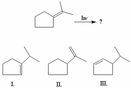 What is/are the product(s) of the following 1,3-hydrogen shift?   A) I B) II C) III D) I and II E) I and III