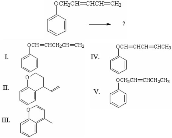 What is the product obtained from the following [1,5] sigmatropic rearrangement?   A) I B) II C) III D) IV E) V