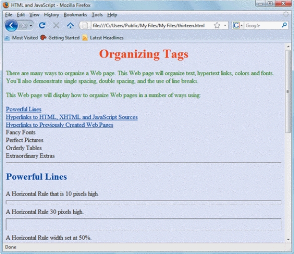 FIGURE 2-1    -The correct HTML to make the  Organizing Tags  heading red,as shown above in Figure 2-1,would be ____. A)  h1 {color:Red} B)  h2 {color:Red} C)  p {color:Red} D)  head {color:Red}