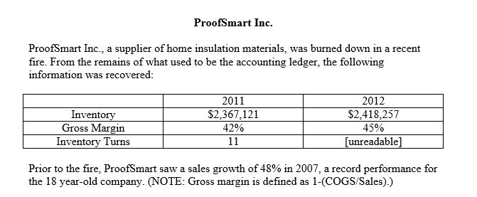 <strong> What was the inventory turns for 2012? Circle the answer closest to the correct answer.</strong> A)10 B)11 C)12 D)13 E)14 F)15