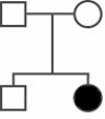 Examine the figure below, which shows a pedigree.   The gene diagrammed here is A)  recessive and X-linked. B)  recessive and not X-linked. C)  dominant and X-linked. D)  dominant and not X-linked.