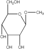 Which of the following is true concerning the molecule pictured?   A)  It would give a positive reaction in a Tollen's silver mirror test B)  It is a reducing sugar C)  It is not a reducing sugar because it is an aldose D)  It is not a reducing sugar because the anomeric hydroxyl is methlyated