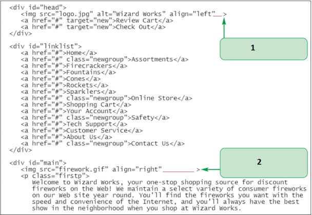   -In the figure above,what do you need to add to fix the tag pointed at by item 2 under the strict DTD? A)  alt=   B)  map=   / C)  map=   D)  alt=   /