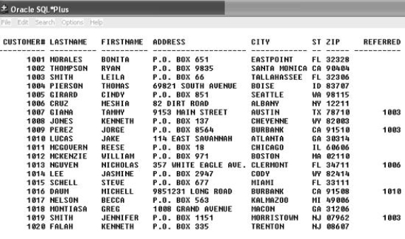 Contents of the CUSTOMERS table​    -​Based upon the contents of the CUSTOMERS table,which of the following would be the most appropriate use of a subquery? A)  ​When searching for all customers who live in the same state as customer# 1007.> B)  ​When searching for all customers who were referred by customer# 1003.> C)  ​When searching for all customers with the last name of Thompson.ml> > D)  ​When searching for all customers assigned customer# 1010.html> ml> >