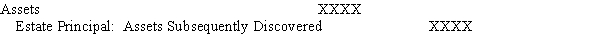 B When assets are discovered after the initial accounting for estate principal, the fiduciary will make the following entry: