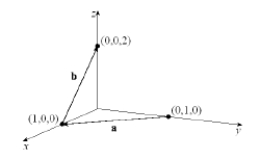  Find  \mathbf { a } \times \mathbf { b }  , where a and b are given in the figure.   
