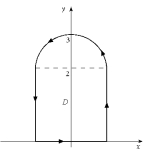  Evaluate  \oint _ { C } \left( \frac { 1 } { 4 } y ^ { 4 } - \frac { 1 } { 2 } x ^ { 3 } \cos y ^ { 3 } \right) d x + \left( x y ^ { 3 } + x ^ { 2 } + \frac { 3 } { 8 } x ^ { 4 } y ^ { 2 } \sin y ^ { 3 } \right) d y  , if C is the path shown below.   