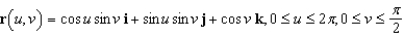 Identify the surface with the vector equation . (Hint: First consider .)