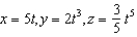A particle is moving along the curve described by the parametric equations . Determine the velocity and acceleration vectors as well as the speed of the particle when t = 3.