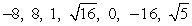 Determine which numbers in the set are natural numbers.   A)    B)    C)    D)    E)   