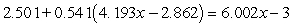 Solve for x, rounding your answer to the nearest thousandth.   A)  -0.548 B)  1.059 C)  -0.281 D)  -0.478 E)  -0.127