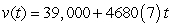<strong>A motorcycle was purchased for $39,000.Assuming the motorcycle depreciates at a rate of $4680 per year (straight-line depreciation) for the first 7 years, write the value v of the motorcycle as a function of the time t (measured in years) for </strong> A) B) C) D) E)