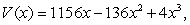 An open box is to be made from a square piece of cardboard having dimensions 34 inches by 34 inches by cutting out squares of area   from each corner as shown in the figure below.If the volume of the box is given by   state the domain of V .       A)    B)    C)    D)    E)  all real numbers