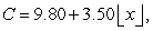 The cost of sending an overnight package from New York to Atlanta is $9.80 for up to, but not including, the first pound and $3.50 for each additional pound (or portion of a pound) .A model for the total cost   of sending the package is     where   is the weight of the package (in pounds) .Sketch the graph of this function. Note that the function   is the greatest integer function. A)    B)    C)    D)    E)   