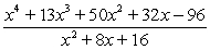 Simplify the rational expression,   , by using long division or synthetic division. A)    B)    C)    D)    E)   