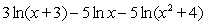 Write   as a single logarithm with a coefficient of 1. Assume all variable expressions represent positive real numbers. A)    B)    C)    D)    E)   
