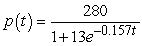 A hunting club stocks a wildlife preserve with 20 elk.The carrying capacity of the preserve is 280 animals and the growth of the herd, allowing for the effect of controlled hunting of the elk, is expected to be modeled by the logistic curve   , where t is measured in years.After how many years will the population be 253? Round to the nearest year. A)  27 years B)  33 years C)  29 years D)  25 years E)  31 years