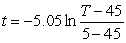 You take a three-pound package of steaks out of the freezer at 11 A.M.and place it in the refrigerator.Assume that the refrigerator temperature is   and that the freezer temperature is   Use the formula for Newton's Law of Cooling   where   is the time in hours (with   corresponding to 12 P.M.)  and   is the temperature of the package of steaks (in degrees Fahrenheit) .Find the time when the steaks will thaw (or reach   ) . A)  3:51 P.M. B)  4:31 P.M. C)  5:41 P.M. D)  7:01 P.M. E)  6:11 P.M.
