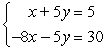Determine which ordered pair is a solution of the system.   A)  (2, -5)  B)  (5, 2)  C)  (-3, 2)  D)  (-5, 2)  E)  (-2, -3) 