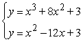 Solve the system by the method of substitution.   A)  (-3, 48) , (4, -29) , (1, -8)  B)  (-3, 48) , (-1, 16)  C)  (-4, 67) , (1, -8)  D)  (-3, 48) , (-4, 67) , (0, 3)  E)  no real solution