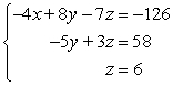 Use back-substitution to solve the system of linear equations.   A)    B)    C)    D)    E)   