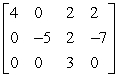 Determine whether the matrix is in row-echelon form and/or in reduced row-echelon form.   A)  The matrix is in row-echelon form but not in reduced row-echelon form. B)  The matrix is in reduced row-echelon form. C)  The matrix is not in row-echelon or in reduced-row echelon form. D)  The matrix is not in row-echelon form but is in reduced row-echelon form.