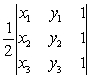 The area of a triangle with vertices     and   can be given as the absolute value of the determinant   Use this formula to find the area of each triangle whose coordinates are     and   A)  4.5 B)  1.0 C)  19.0 D)  5.0 E)  17.0