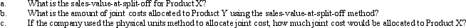 Saturn Company manufactures products X, Y, and Z in a joint process. The following information is available:    Joint product costs are allocated using the sales value at split-off approach. Required:   
