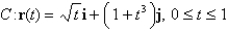 Find a function f such that   ,and use it to evaluate   along the given curve C.    