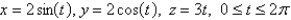 Find the exact mass of a thin wire in the shape of the helix   if the density is 5. A)    B)    C)    D)    E)   