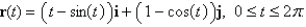 Find the work done by the force field   in moving an object along an arch of the cycloid  